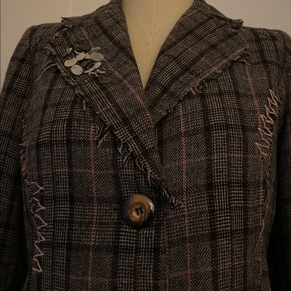 K/Lab Brown Plaid Blazer with Pink Stitching - Picture 13 of 14